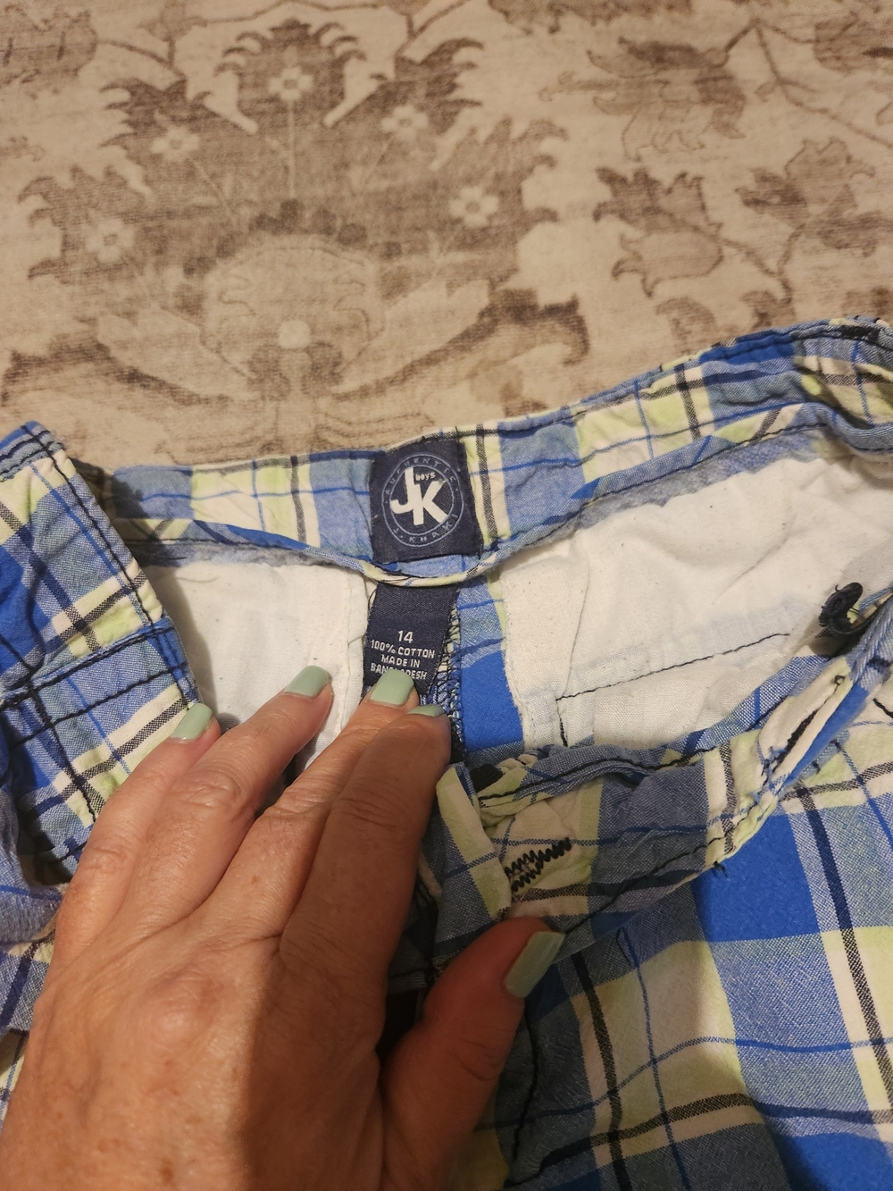 J. Khaki Blue and Yellow Plaid Kids Shorts